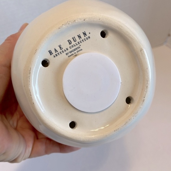 RAE DUNN ACORN “NEST”  BIRDHOUSE Blue Ribbon Detail Decor Piece - Picture 7 of 8